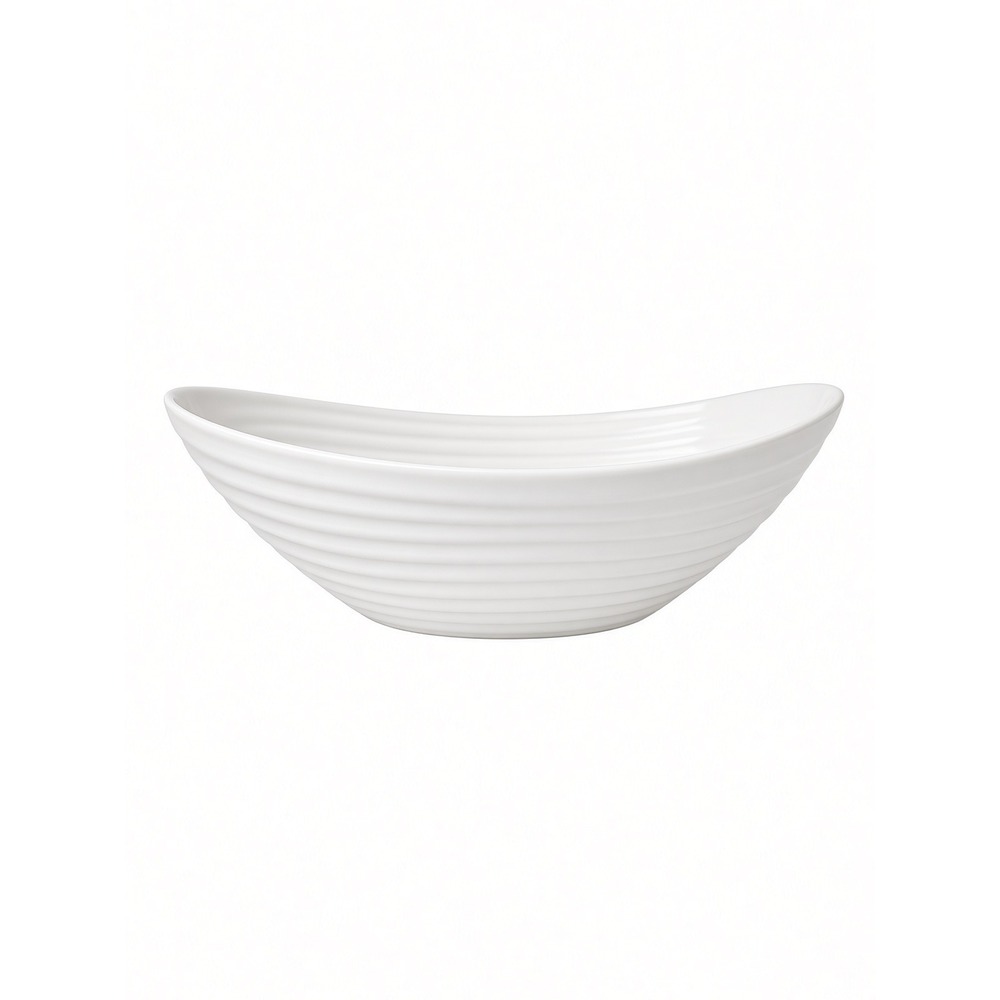 Sophie Conran for Portmeirion White Porcelain Spiral Ripple Oval Serving Bowl